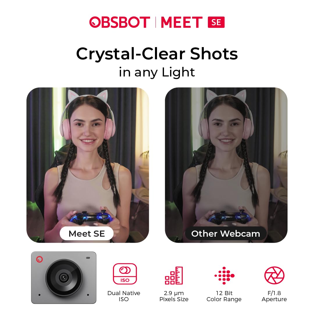 OBSBOT Meet SE 1080P 100FPS AI Webcam for PC & Laptop | AI Framing